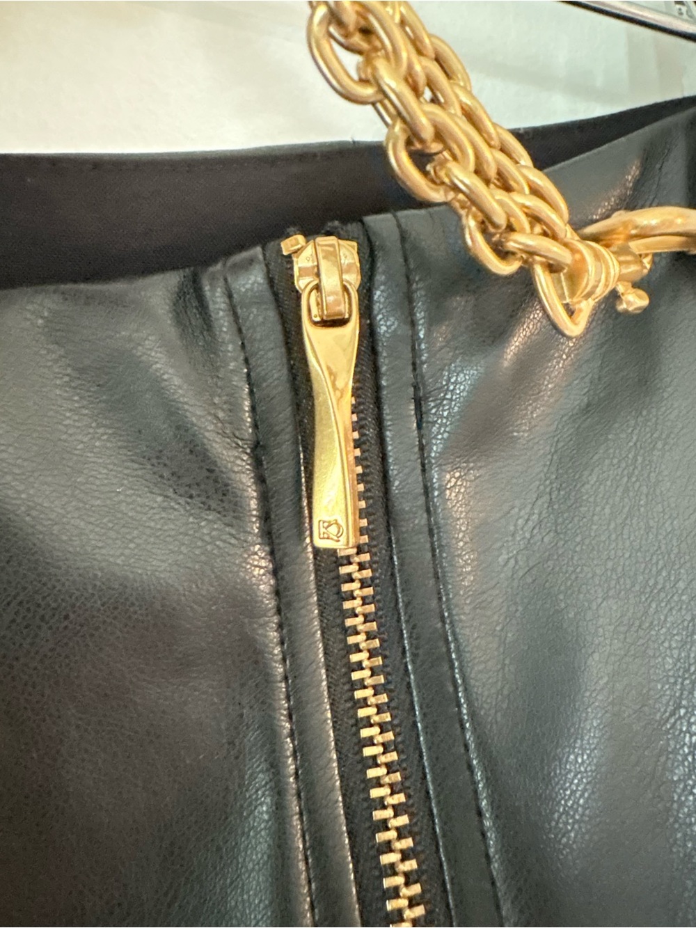 Donna Karan New York Faux Leather Chain Midi Pencil Skirt Edgy Chic Sz 10 - Picture 4 of 12